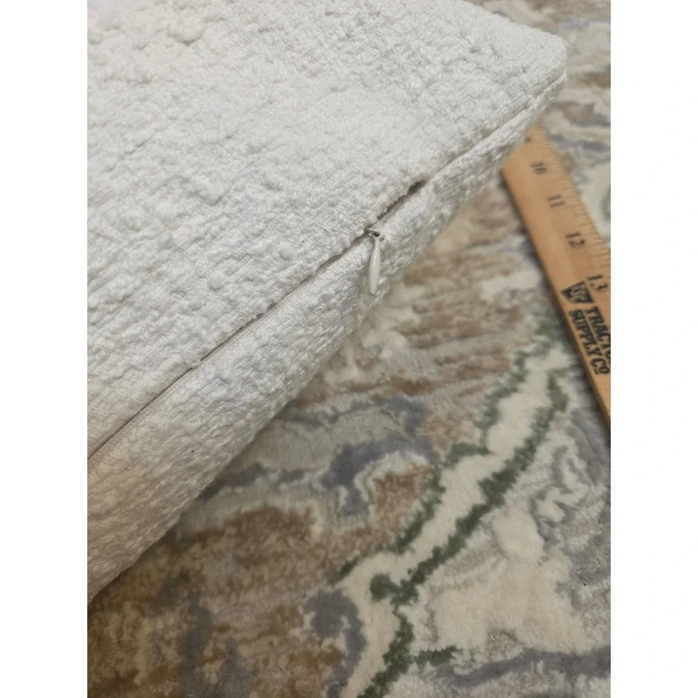 CB2 Ivory Bouclé Throw Pillow and insert 23x23 Organic Cotton Textured Modern